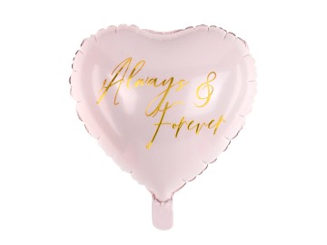 Balon foliowy SERCE Always & Forever, 45 cm, jasnoróżowy