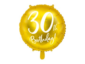 Balon foliowy 30th Birthday, złoty, 45 cm