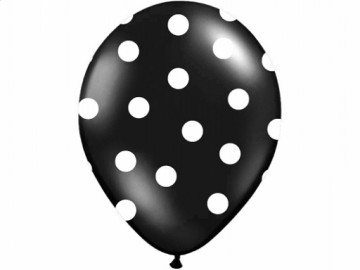 Balon KROPKI, czarny z białym nadrukiem, 5 szt.