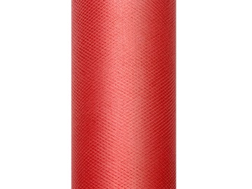 Tiul gładki, czerwony, 0,15 x 9 m