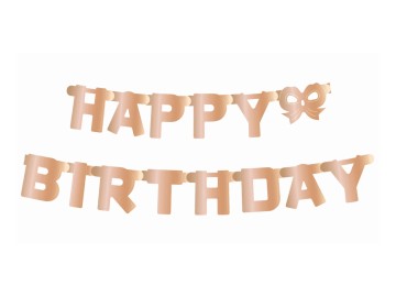 Baner "Happy Birthday", rose gold - 160 cm