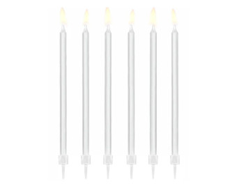 Świeczki urodzinowe gładkie, biały, 14cm
